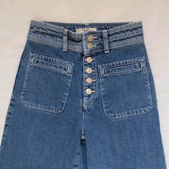 WE THE FREE Colette Crop High-Rise Wide-Leg Button-Fly Jeans Denim Womens 25 - Picture 5 of 11